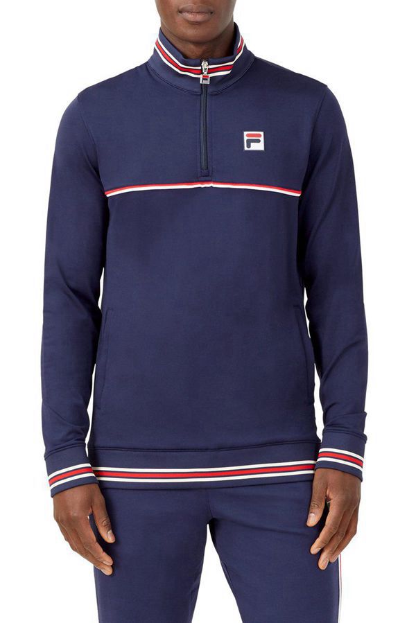 Chaquetas Fila Hombre Azul Marino / Blancas / Rojas - Heritage 1/4 Zip - España 239847YGR